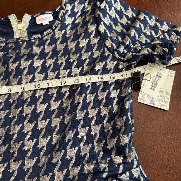 LuLaRoe Amelia Dress Elegant Collection Navy Silver NEW with tags size L - Picture 6 of 15